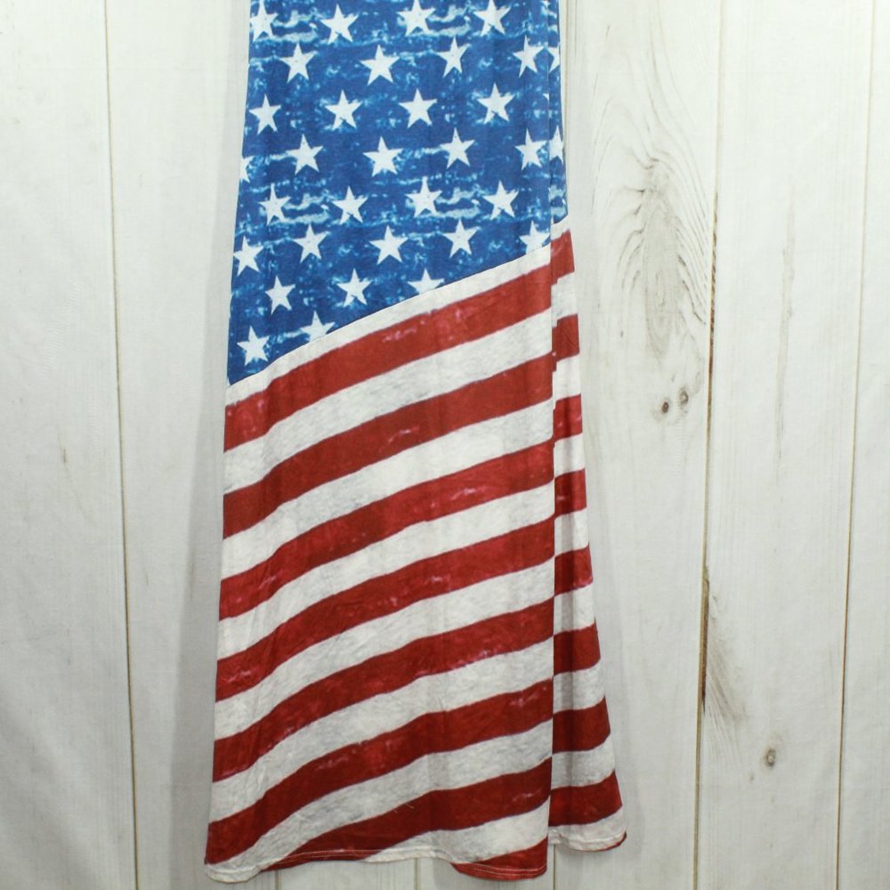American Flag Lightweight Sleeveless Long Casual Everyday Dress Size L/XL - Picture 5 of 7
